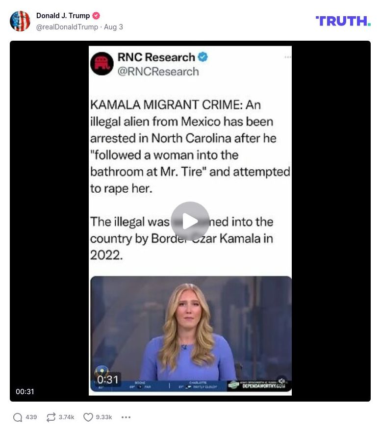 Post image from Donald Trump