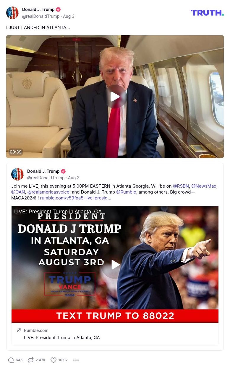 Post image from Donald Trump