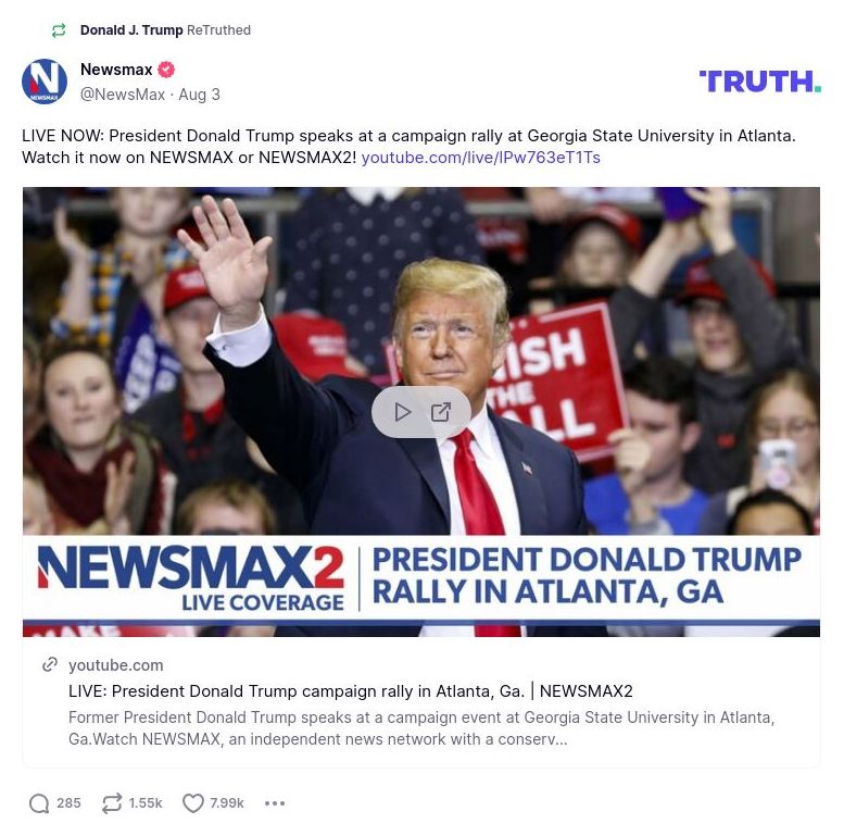 Post image from Donald Trump