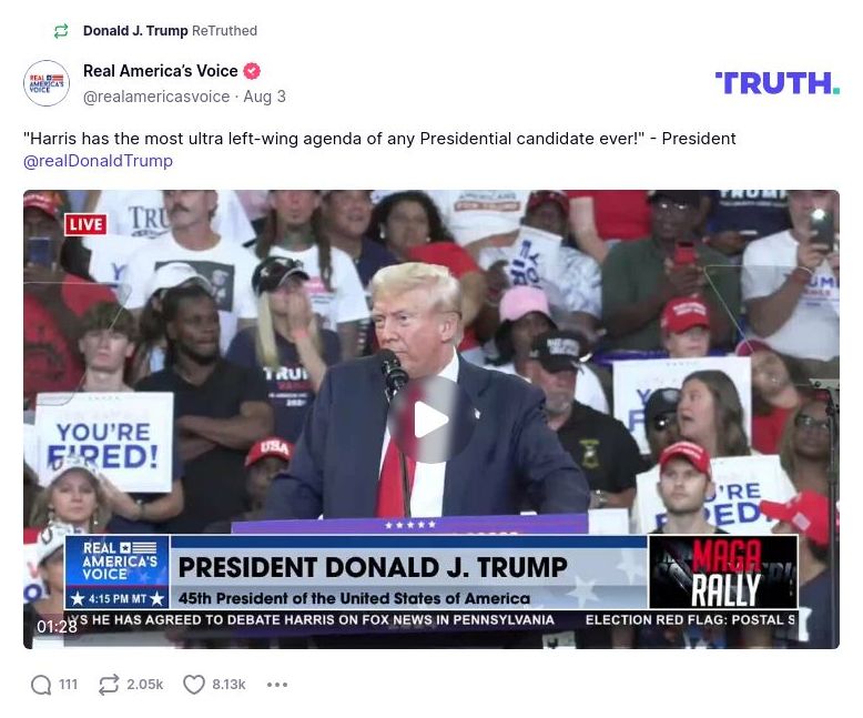 Post image from Donald Trump