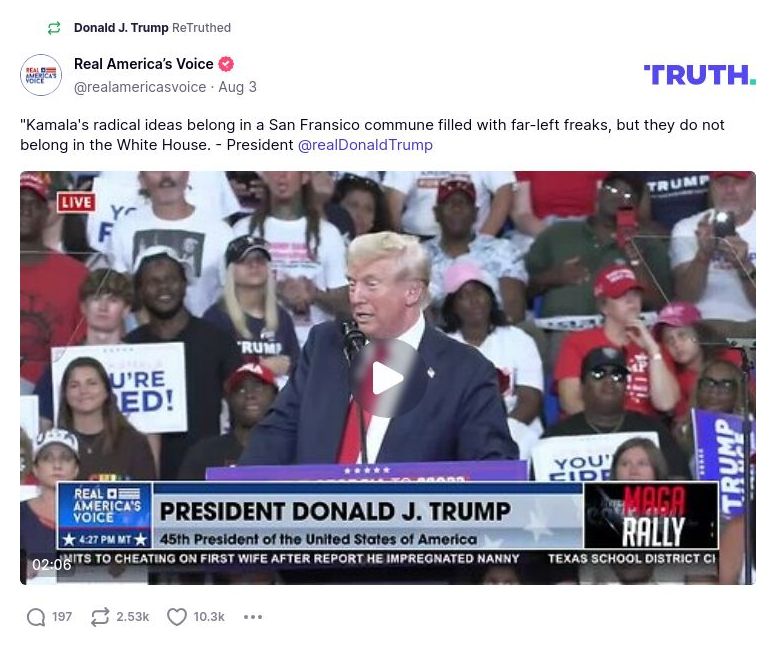 Post image from Donald Trump