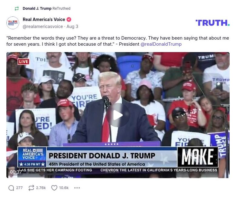 Post image from Donald Trump