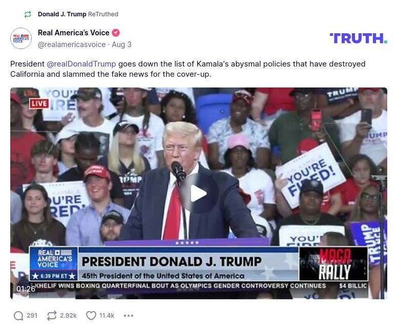 Post image from Donald Trump