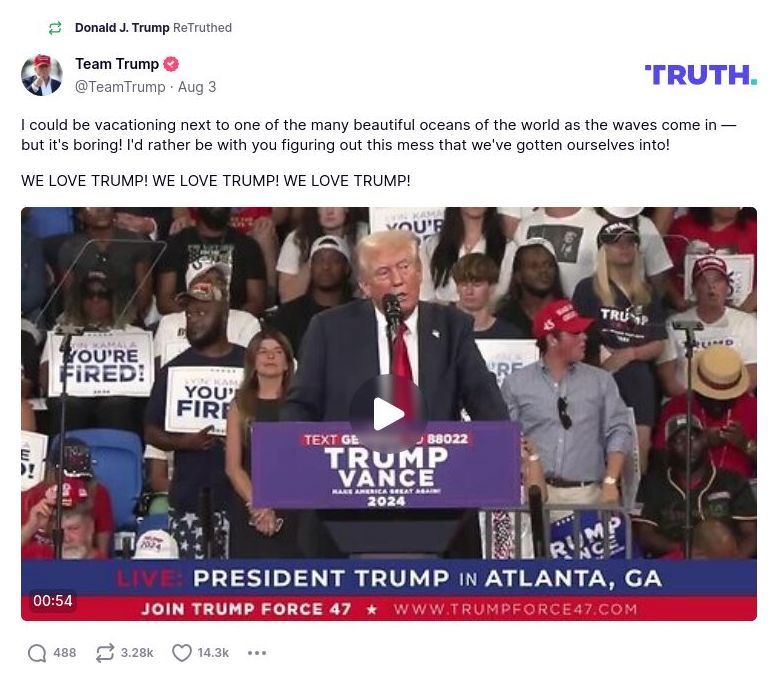 Post image from Donald Trump