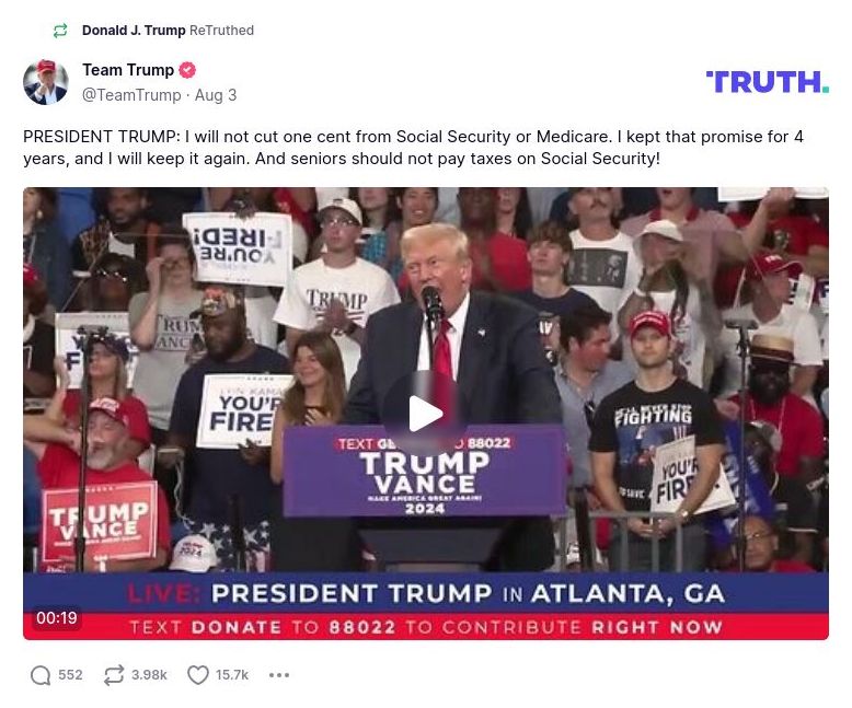 Post image from Donald Trump