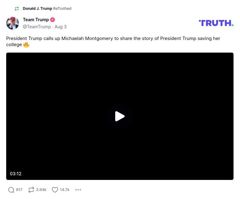 Post image from Donald Trump