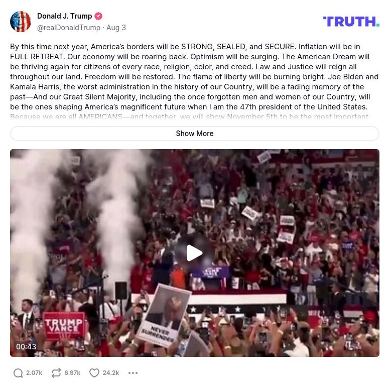 Post preview from Donald Trump