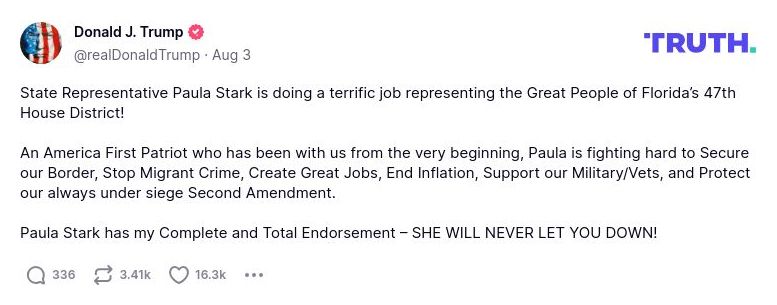 Post preview from Donald Trump