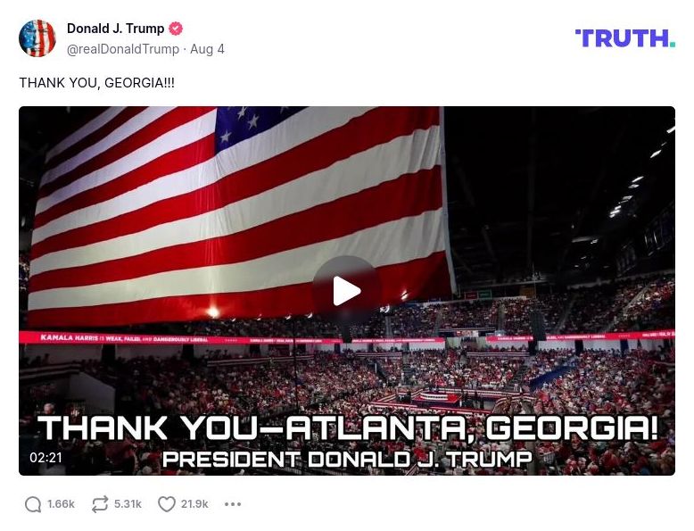 Post image from Donald Trump