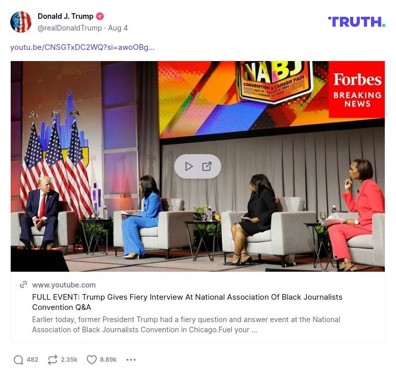 Post image from Donald Trump