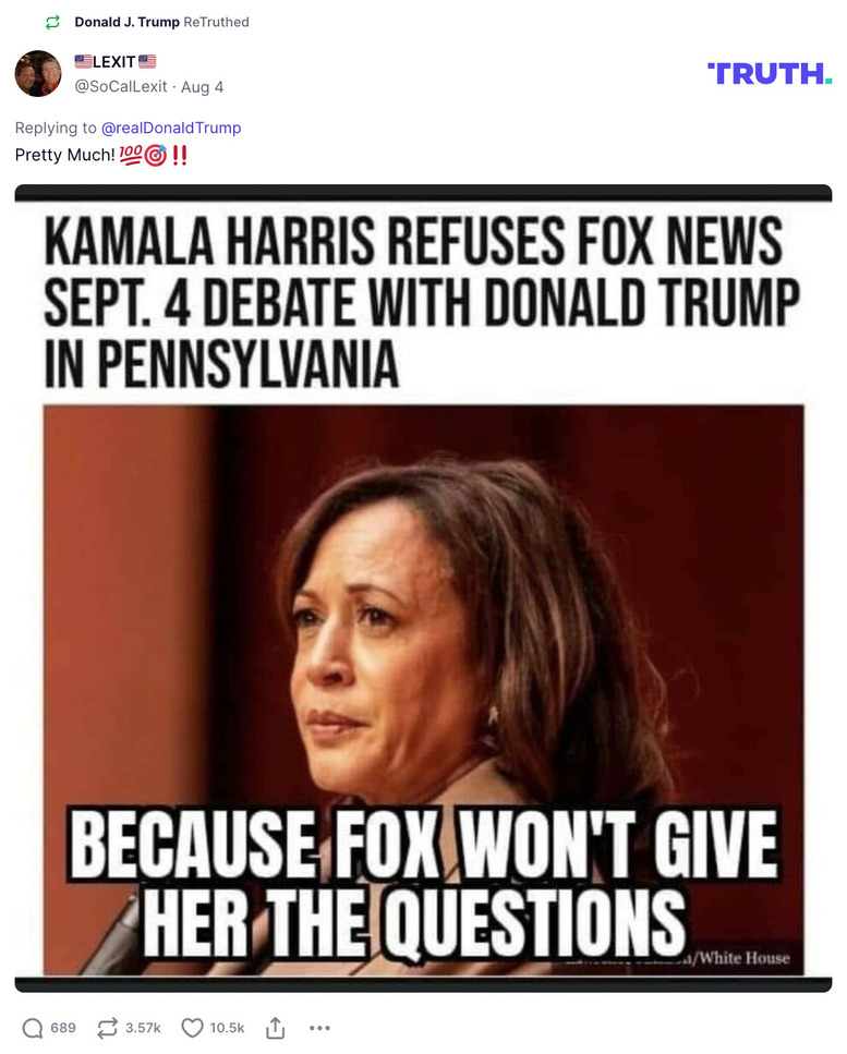 Post image from Donald Trump