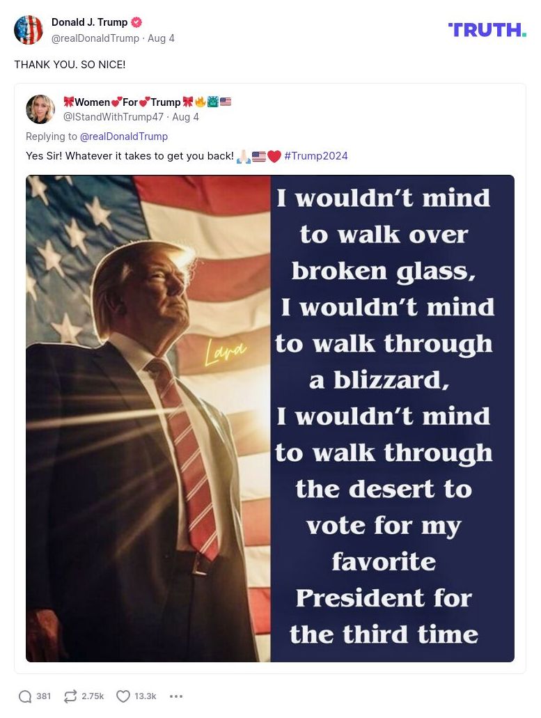 Post image from Donald Trump