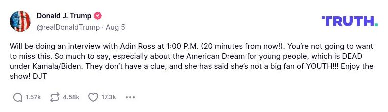 Post preview from Donald Trump