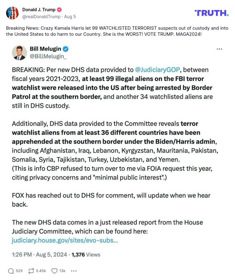 Post image from Donald Trump