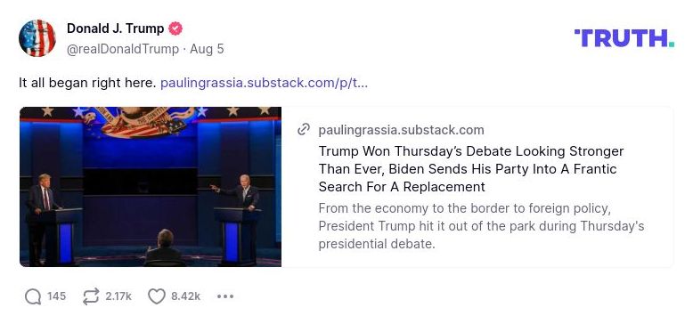 Post image from Donald Trump