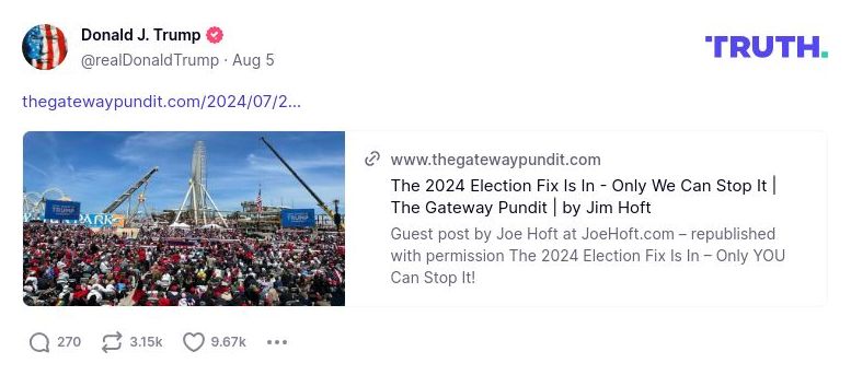 Post image from Donald Trump