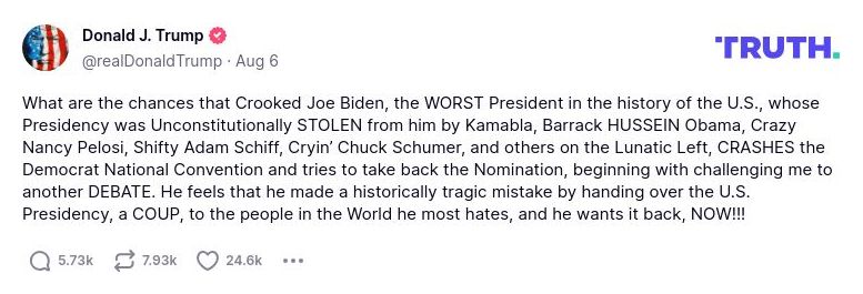 Post preview from Donald Trump