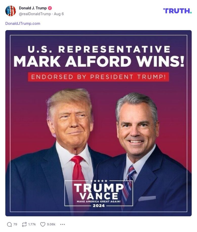 Post image from Donald Trump