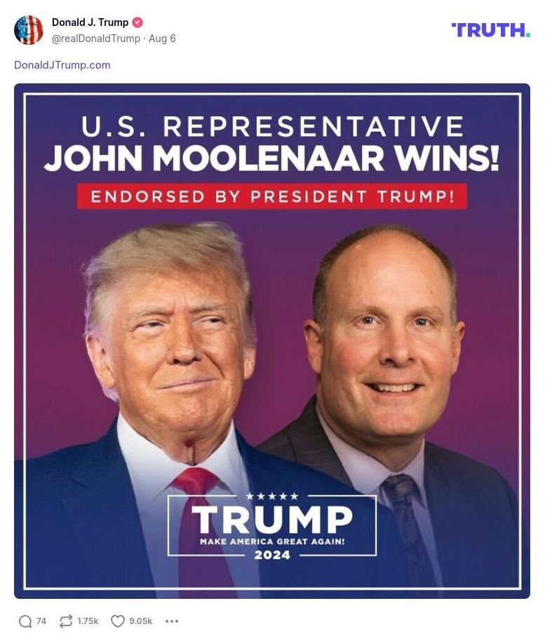 Post image from Donald Trump