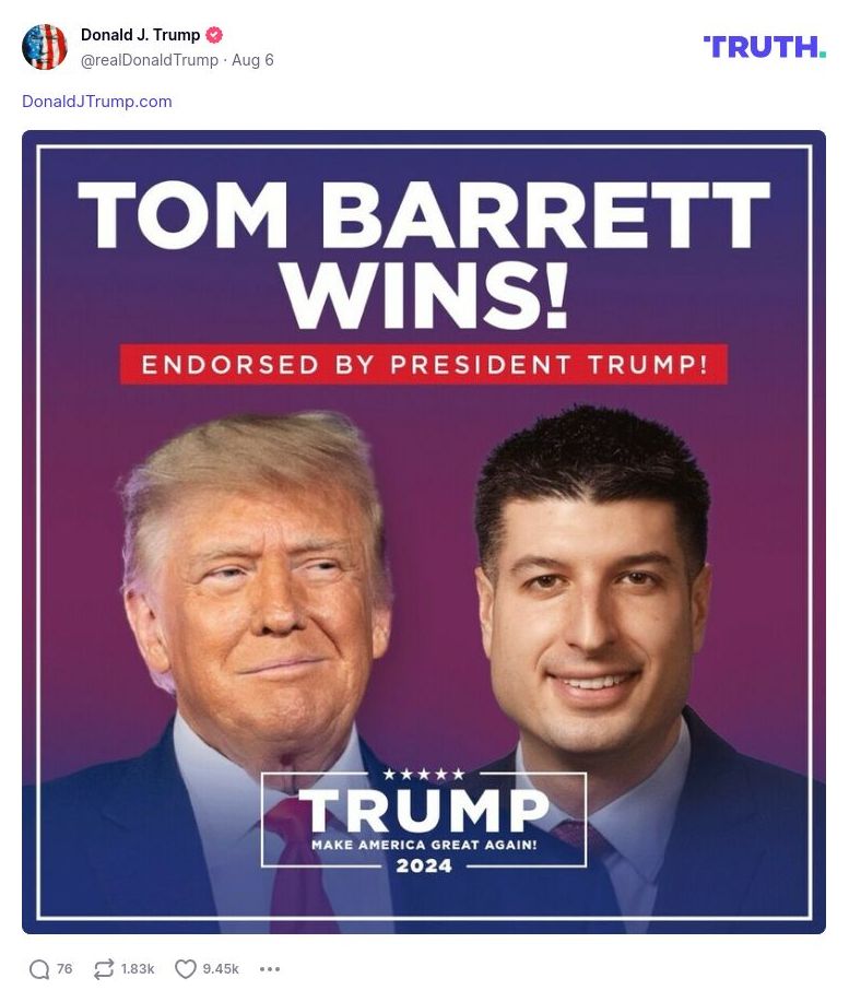 Post image from Donald Trump