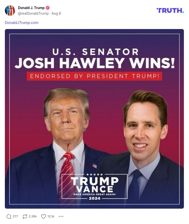 Post image from Donald Trump