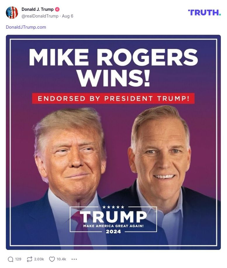 Post image from Donald Trump