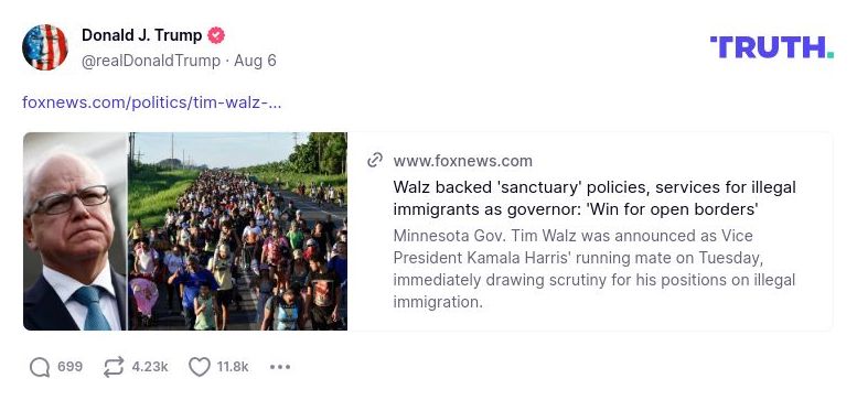 Post preview from Donald Trump