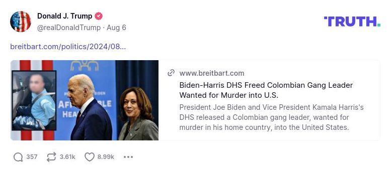 Post preview from Donald Trump