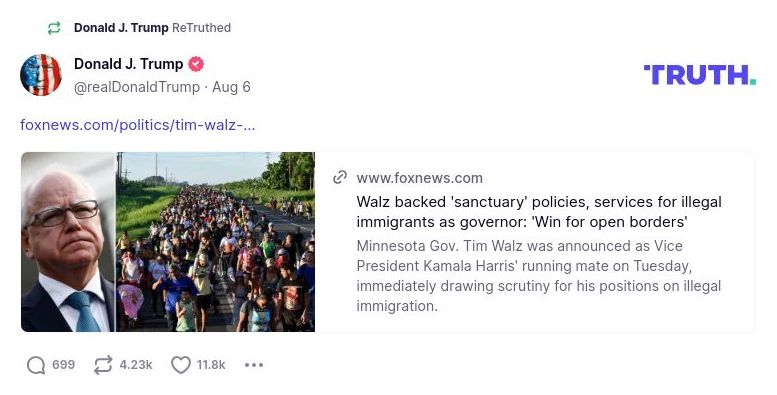 Post preview from Donald Trump