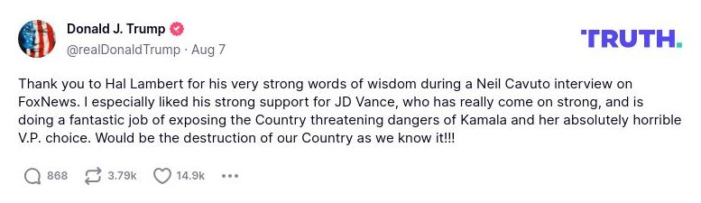 Post image from Donald Trump