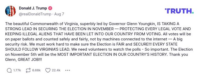 Post image from Donald Trump