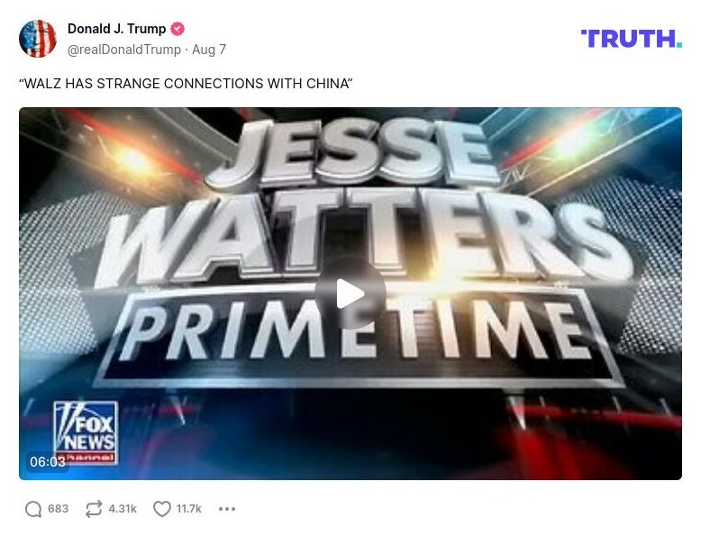 Post preview from Donald Trump