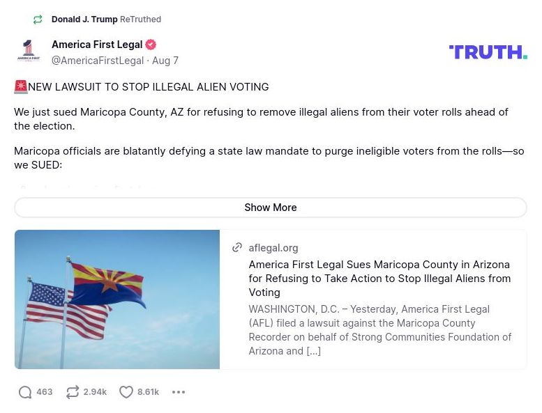 Post image from Donald Trump