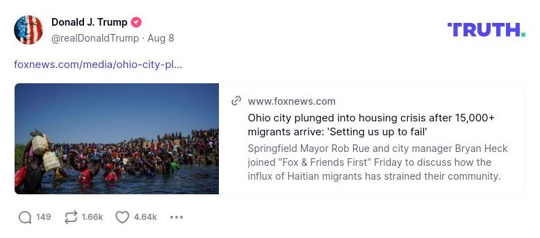 Post image from Donald Trump