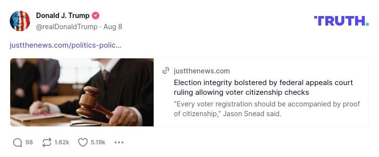 Post image from Donald Trump