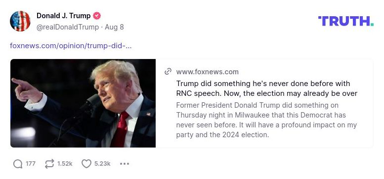 Post image from Donald Trump