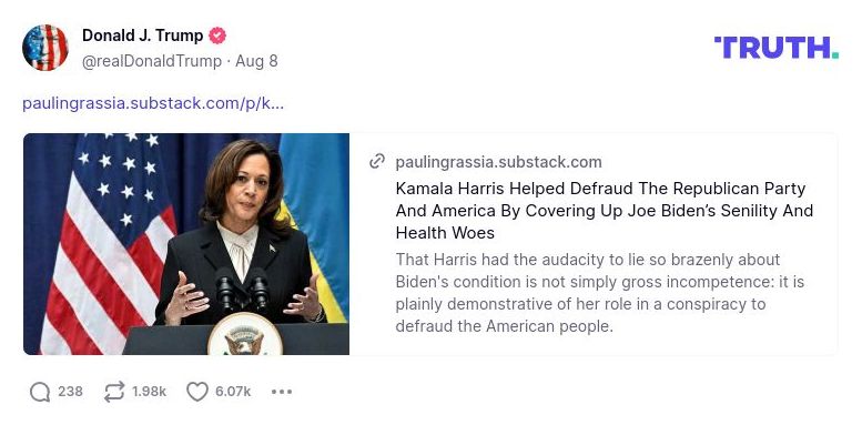 Post image from Donald Trump