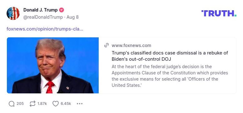 Post image from Donald Trump