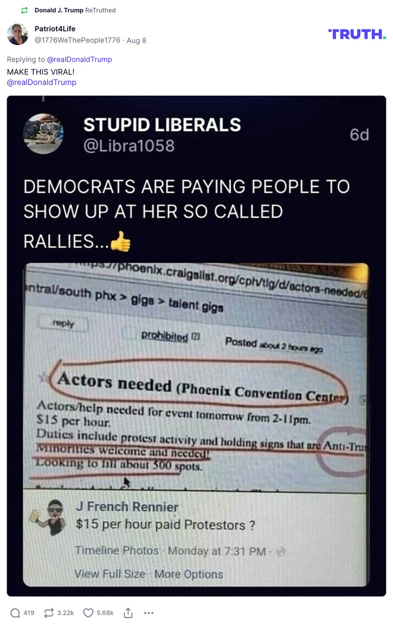 Post image from Donald Trump