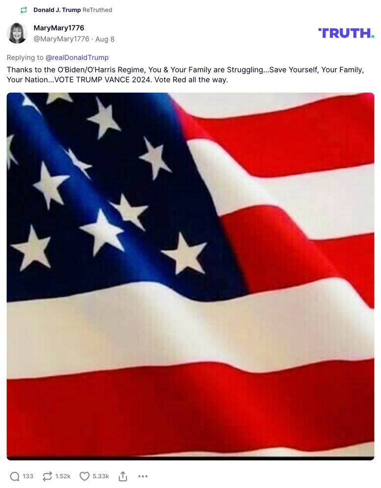 Post preview from Donald Trump