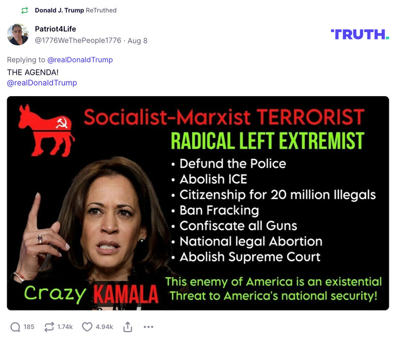 Post image from Donald Trump