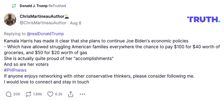 Post preview from Donald Trump