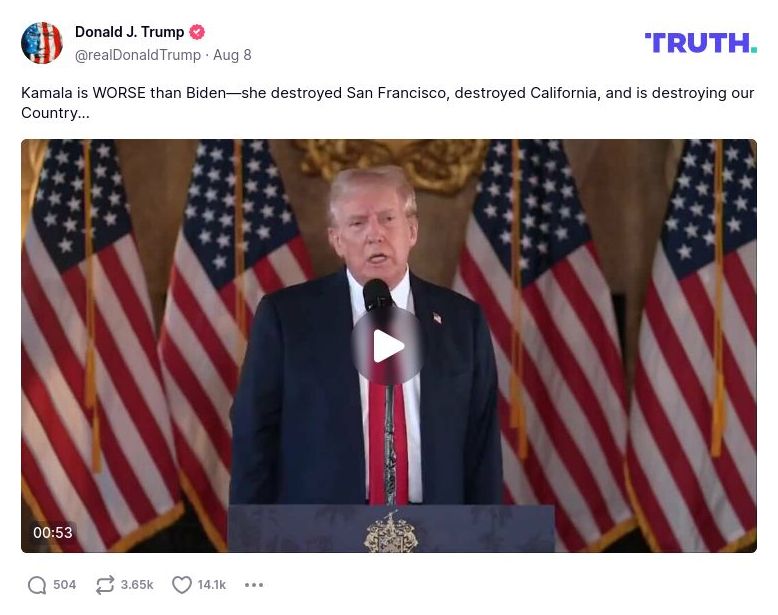 Post preview from Donald Trump