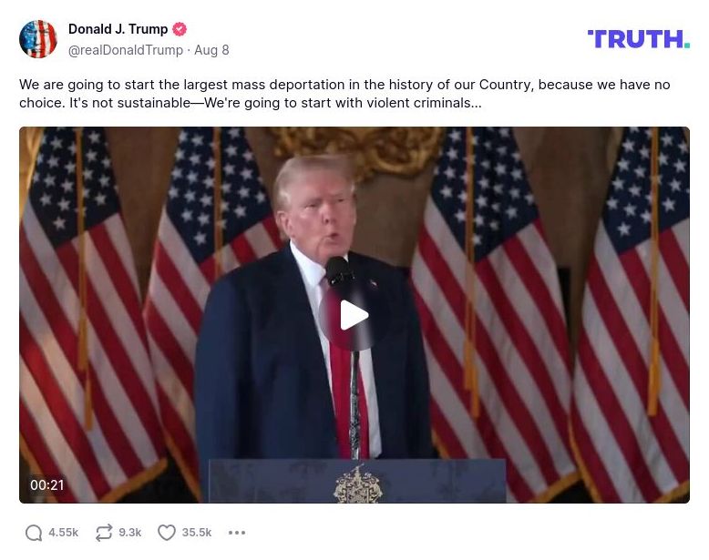 Post image from Donald Trump