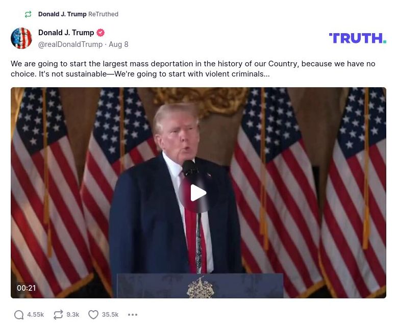 Post image from Donald Trump