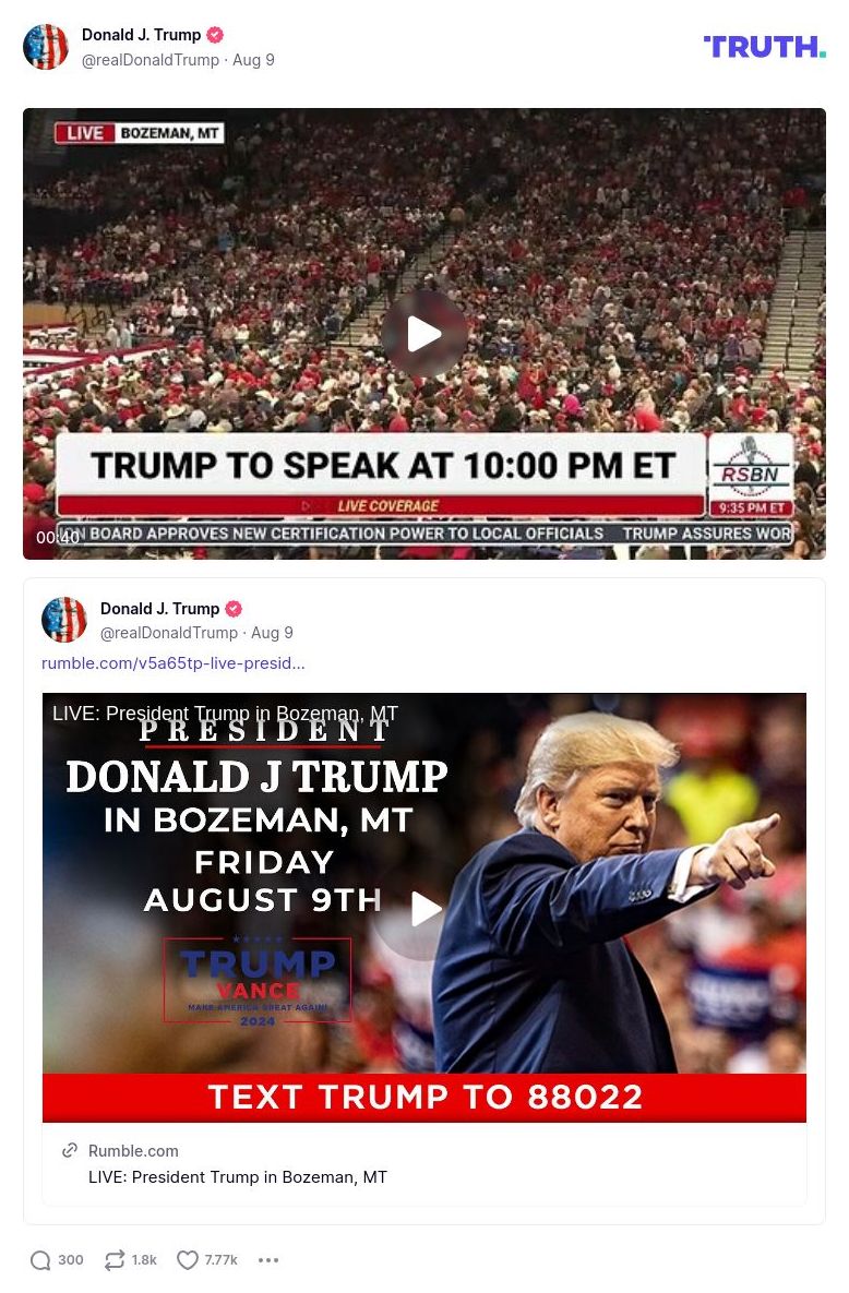 Post image from Donald Trump