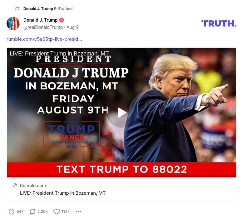 Post image from Donald Trump