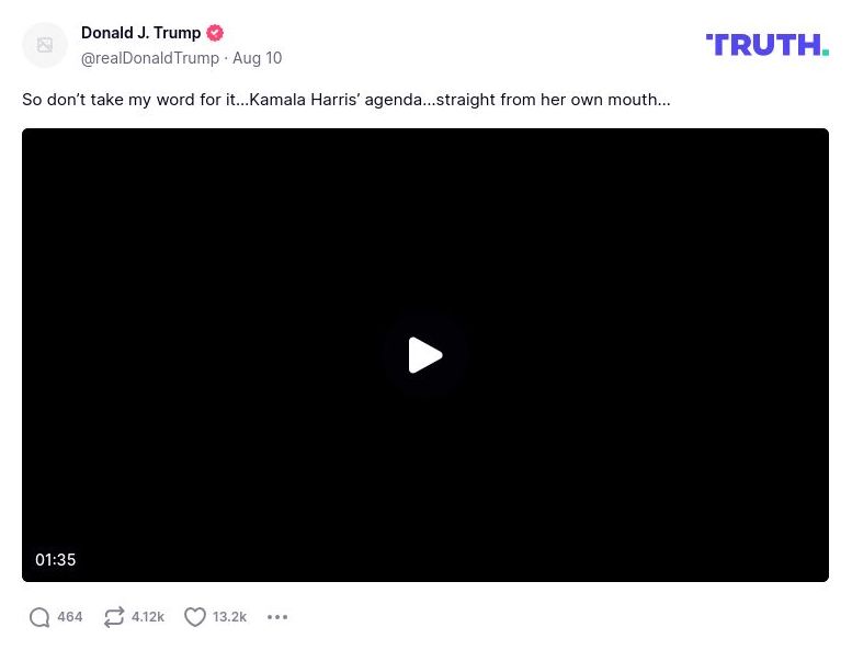 Post image from Donald Trump