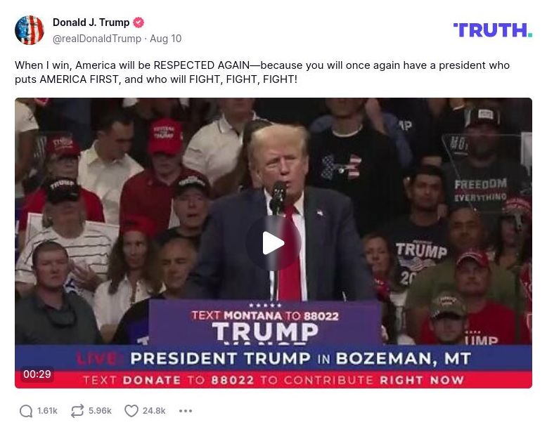 Post image from Donald Trump