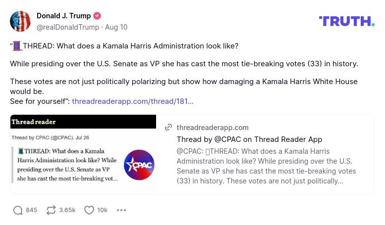 Post image from Donald Trump